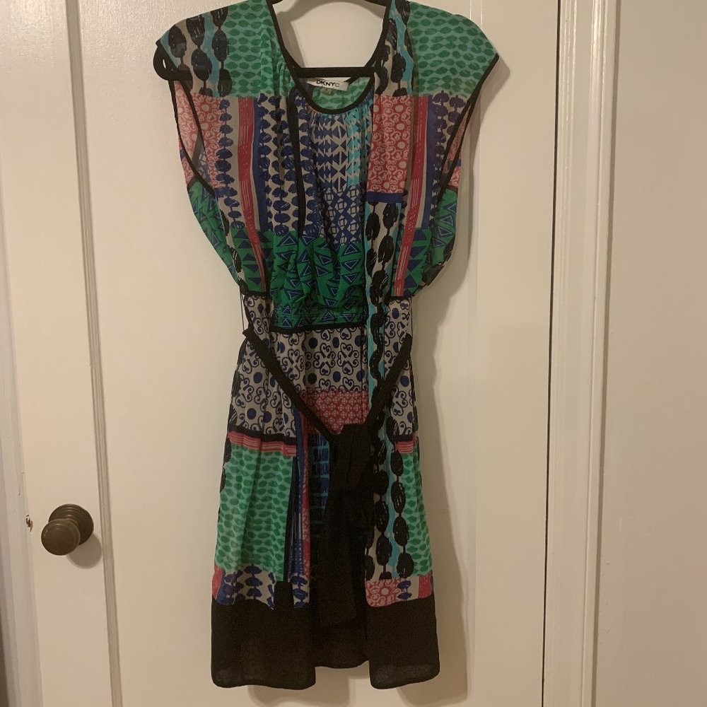 DKNY Patchwork Style Dress, Multicolor (M)